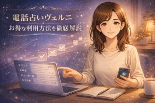 電話占いヴェルニの口コミや評判や料金や初回特典を比較しながら当たるか検証している早川かなえのイラスト