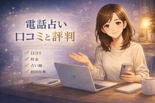 電話占いウィルの口コミや評判や料金や初回特典を比較しながら当たる占い師を検証している早川かなえのイラスト