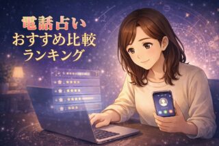 電話占いおすすめ比較ランキングを調べながら料金や初回特典を確認し失敗しない選び方を考える早川かなえのイラスト