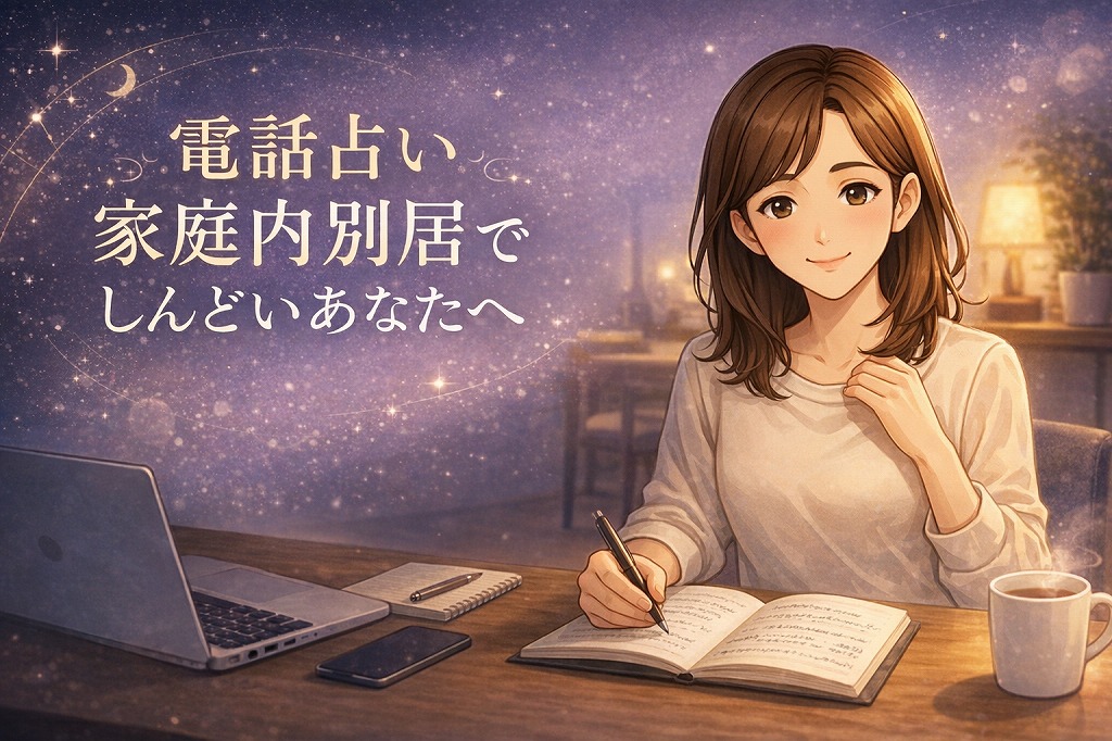 家庭内別居でしんどい状況を整理しながら電話占い相談で再構築の可能性を考える早川かなえのイラスト