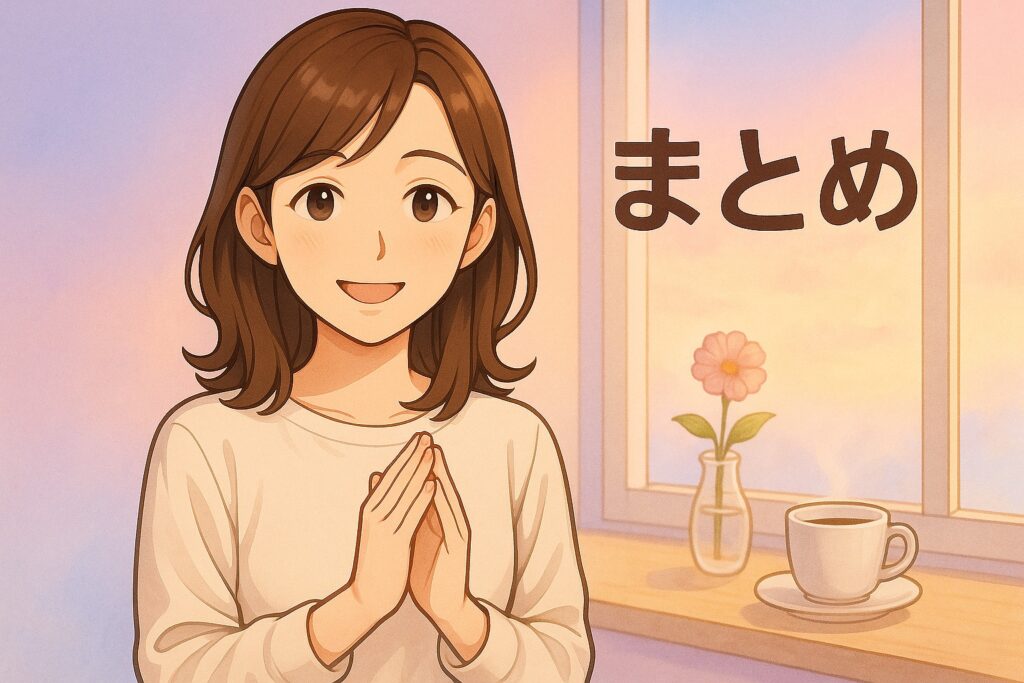 仕事や人間関係の悩みを軽くする次の一歩と相談の要点をまとめる早川かなえのイラスト