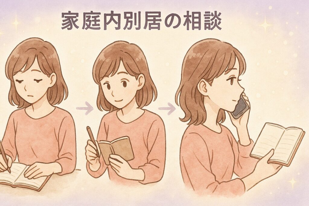 家庭内別居の相談で質問設計から鑑定 行動メモ 振り返りまでの流れを整理した図解イラスト