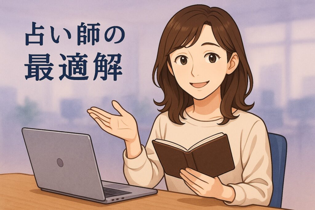 仕事や人間関係に強い占い師の選び方や相談先の最適解を案内する早川かなえのイラスト