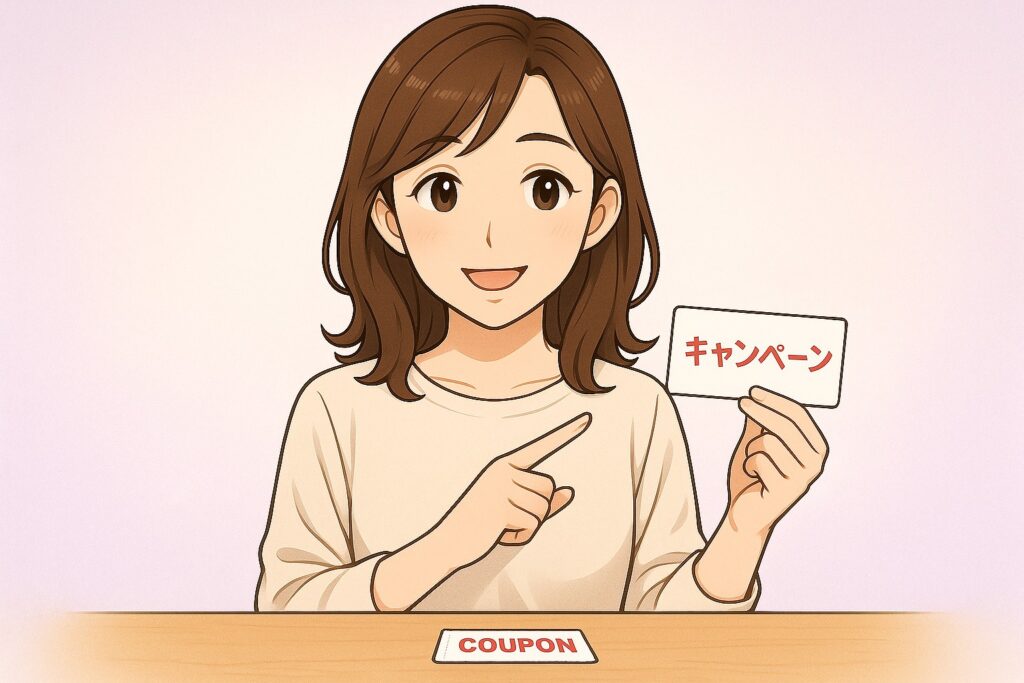 電話占いステラコールの初回特典とキャンペーン情報を安全に活用するポイントを説明する早川かなえのイラスト