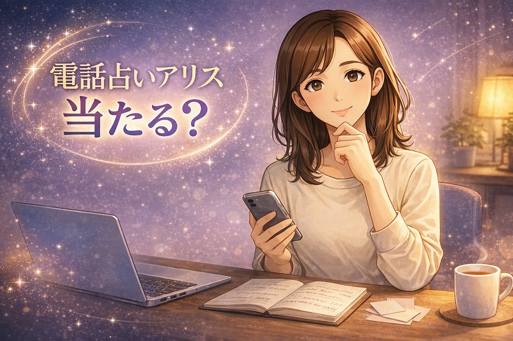 電話占いアリスの初回5分無料の使い方や料金や口コミ評判を比較しながら当たるかを検討する早川かなえのイラスト