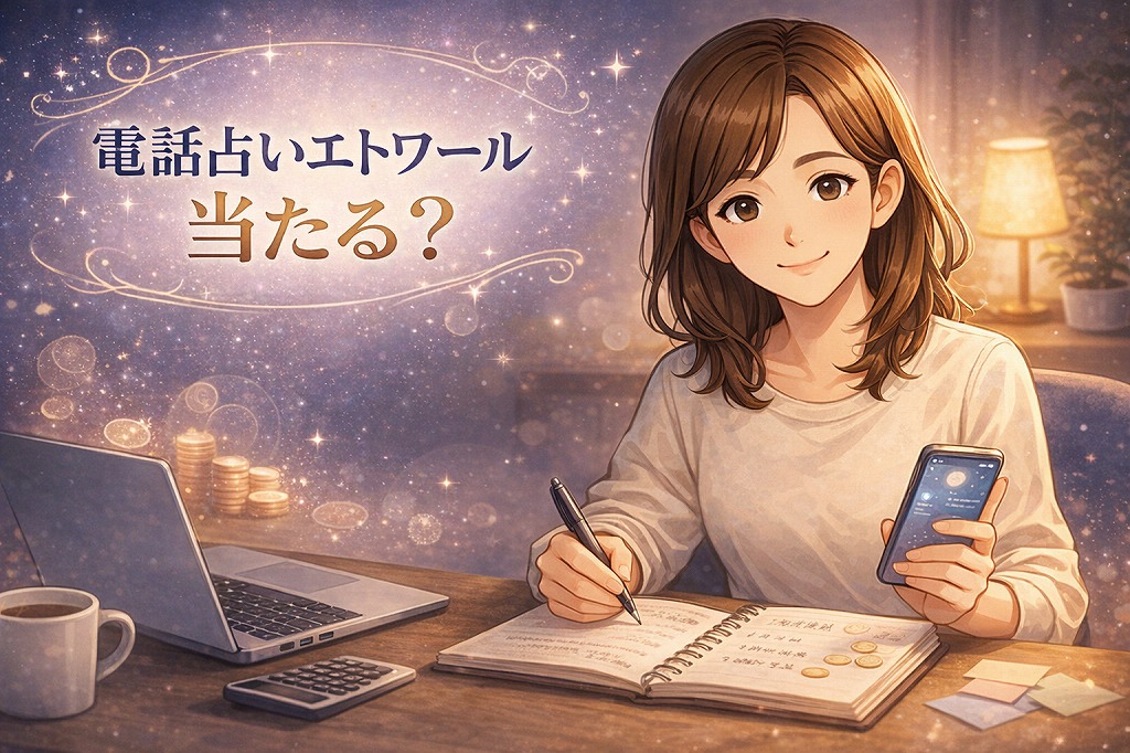 電話占いエトワールの初回特典2200円をムダにしないために料金やコイン換算を整理している早川かなえのイラスト