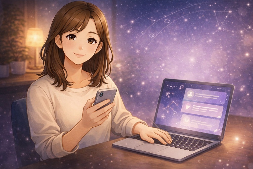 電話占いヴェルニが初心者でも安心して試しやすい理由を解説する編集長・早川かなえのアニメ風イラスト