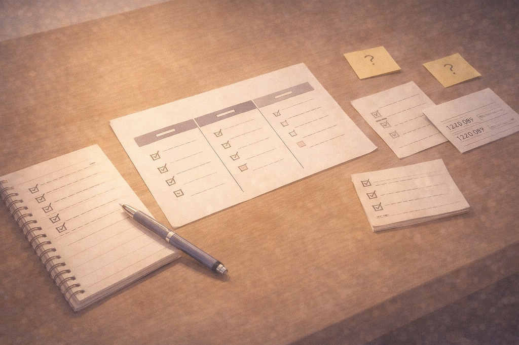 電話占いの請求トラブルで見落としやすい請求名義や無料特典条件や後払い期限の違いを比較整理している机上イメージ