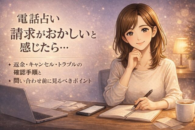 電話占いの請求がおかしいと感じたら｜返金 キャンセル トラブルの確認手順と問い合わせ前に見るべきポイント