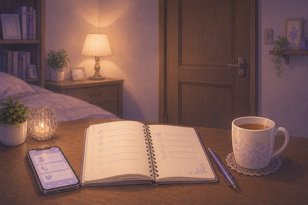 実家暮らしで家族へ聞かれない電話占いの場所やタイミングを静かに考えている室内イメージ