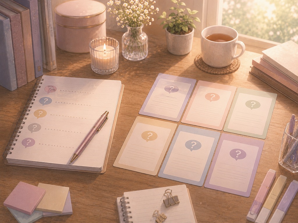 電話占いの課金で家計が苦しい人によくある質問を整理するイメージのアニメ風イラスト
