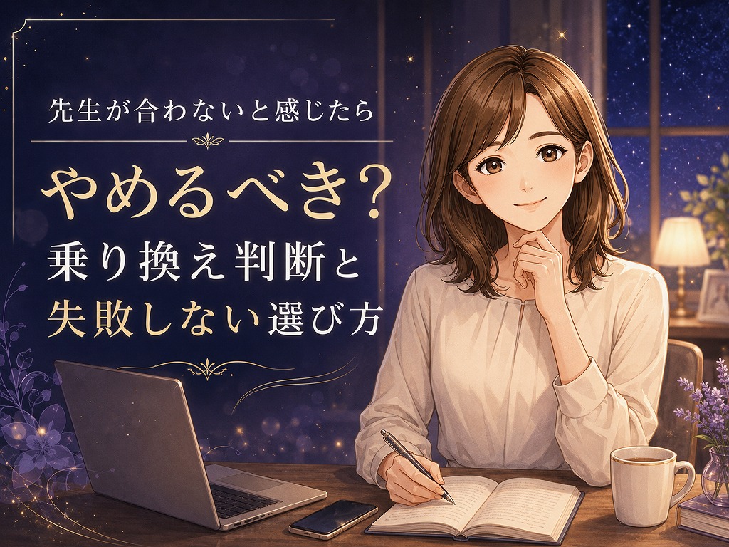 電話占いで先生が合わない時のやめるべき判断と乗り換えの選び方を案内する早川かなえのアイキャッチ画像