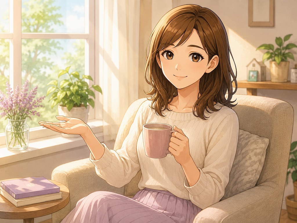 電話占いとの距離感を見直しながら安心して考える時間を案内する早川かなえのアニメ風イラスト