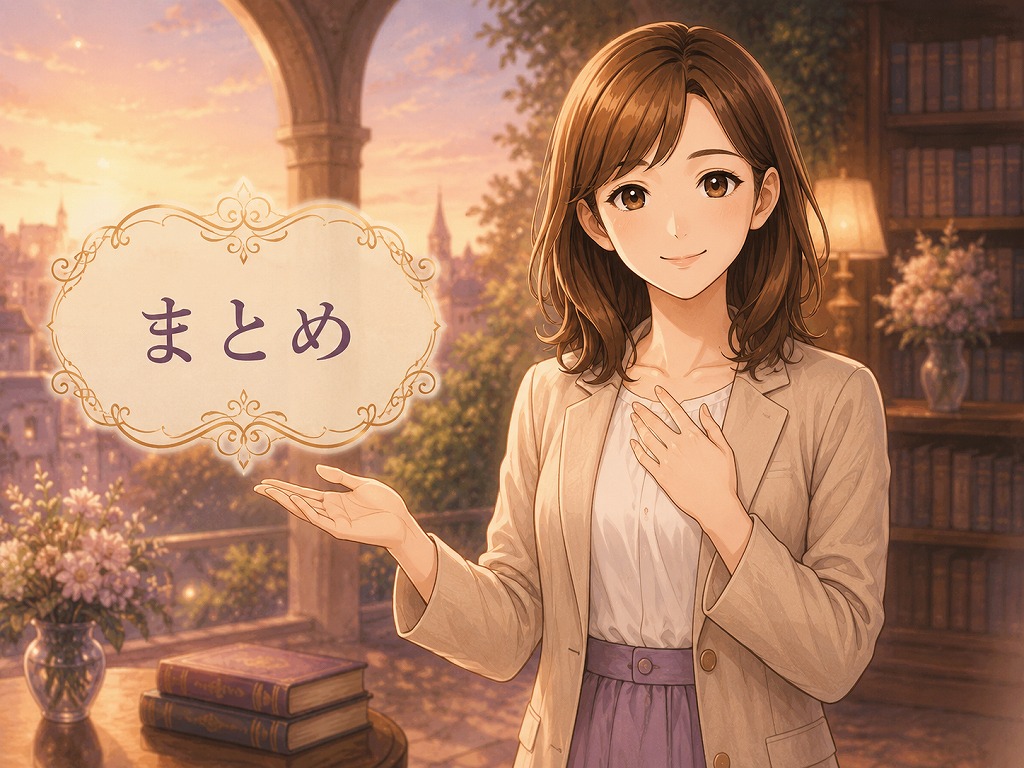 電話占いヴェルニで自分に合う占い師を選ぶポイントを振り返りながら相談への一歩を後押しする早川かなえのイラスト