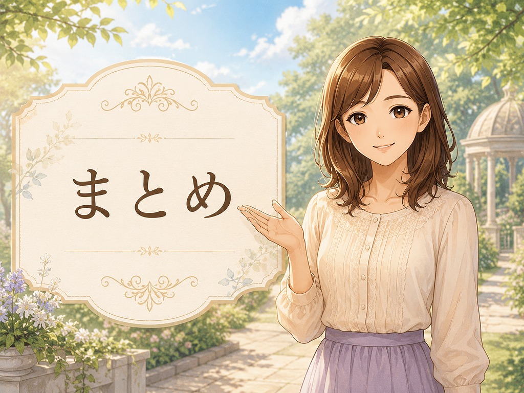 電話占いで安心できる先生選びへ進むためのまとめを案内する早川かなえのアニメ風イラスト