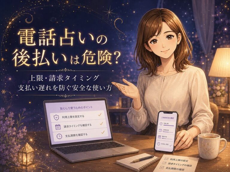 電話占いの後払い利用で上限管理や請求タイミングを確認する早川かなえの案内イメージ