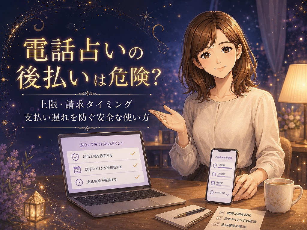 電話占いの後払い利用で上限管理や請求タイミングを確認する早川かなえの案内イメージ