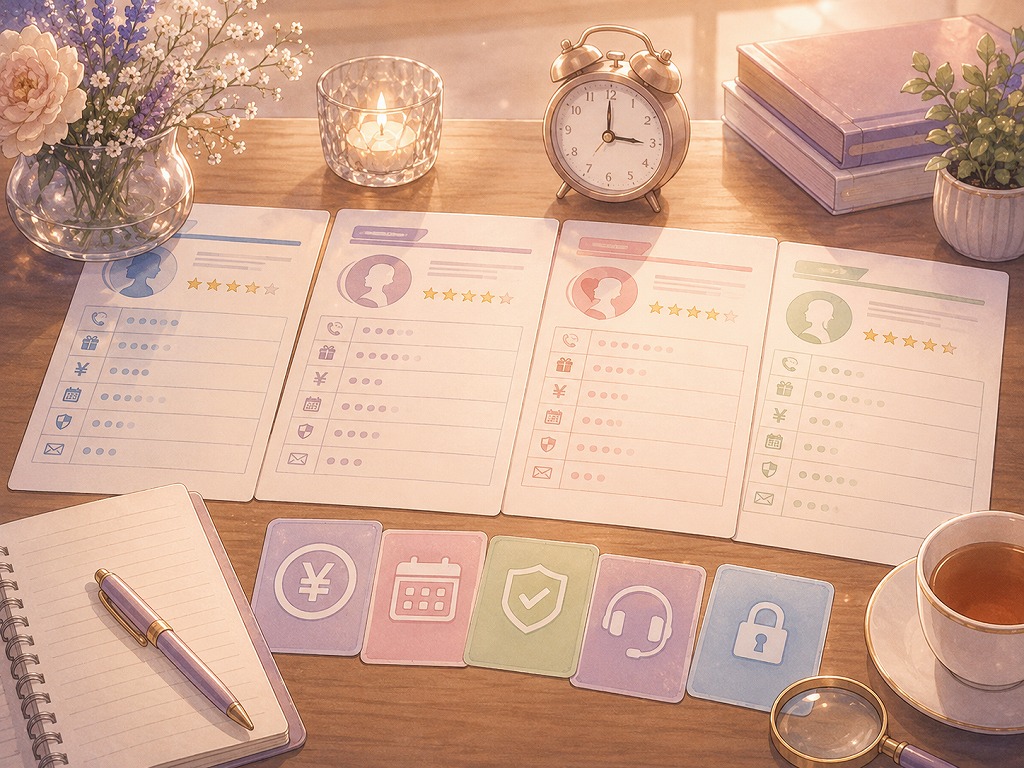 電話占いのatone対応サービスを比較するときに確認したい料金や支払い条件を表現したイメージイラスト