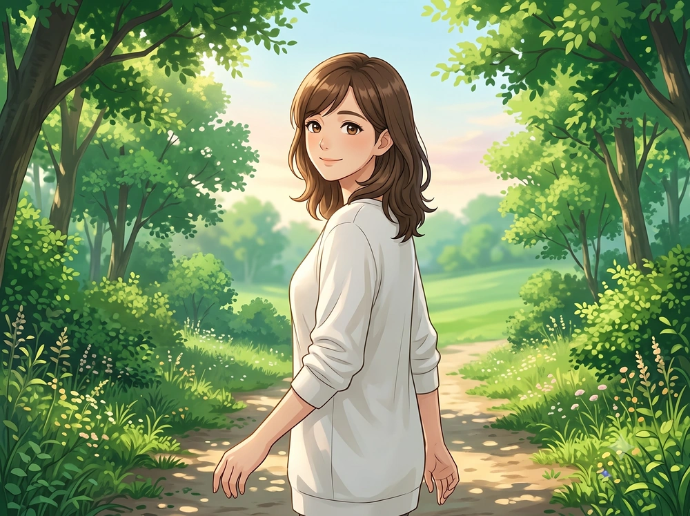 早川かなえが電話占いの鑑定結果を前向きに受け止める考え方を案内しているアニメ風イラスト