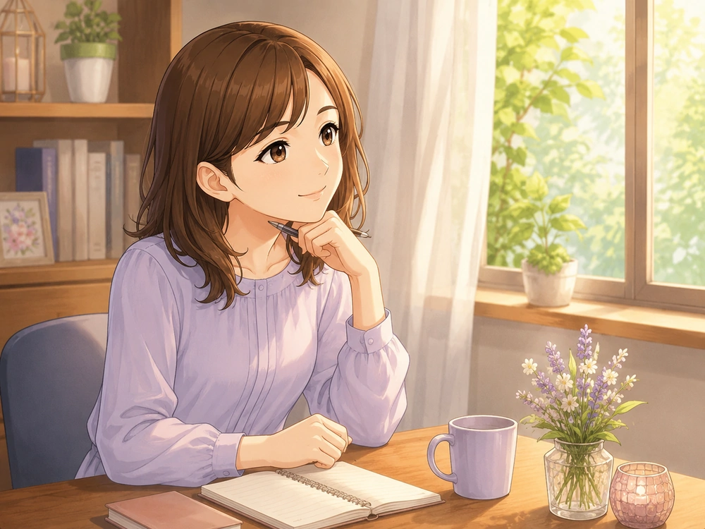 彼女がいる好きな人との距離感や進展可能性を整理し、待つか諦めるかを考える早川かなえのアニメ風イラスト