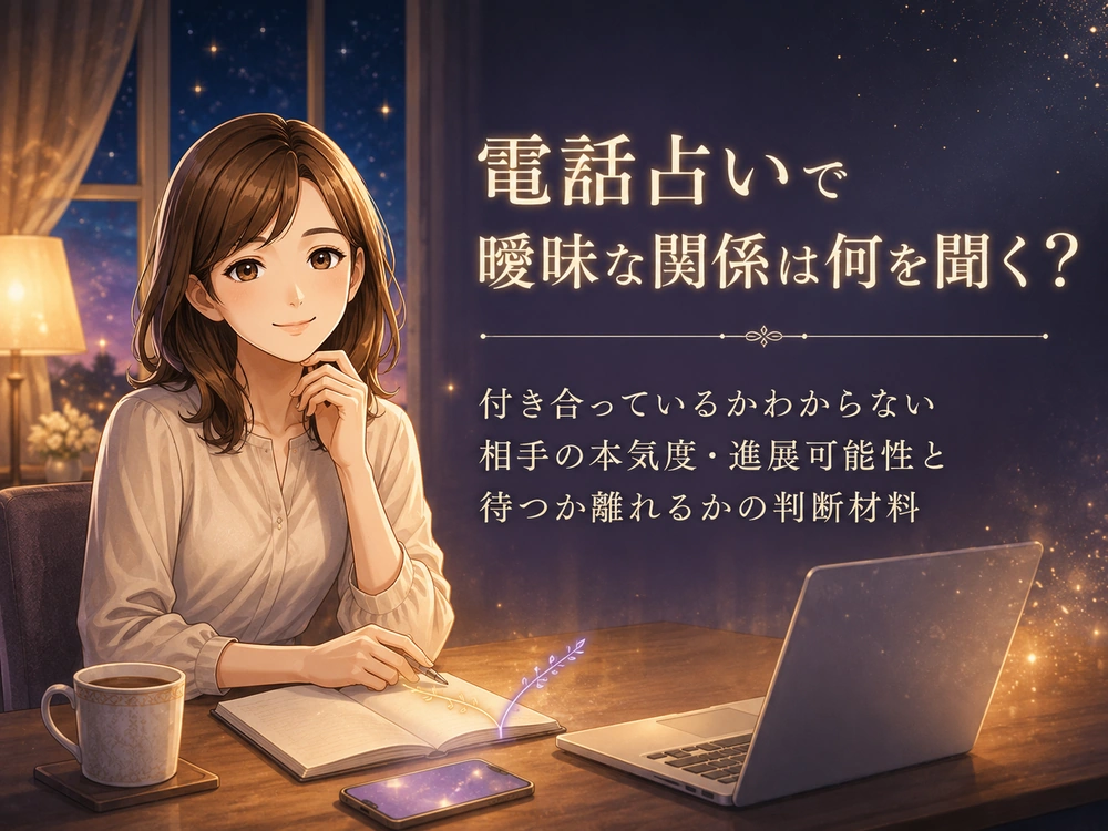 早川かなえが曖昧な関係に悩む人へ電話占いで相手の本気度や進展可能性を整理するポイントを案内するイメージ