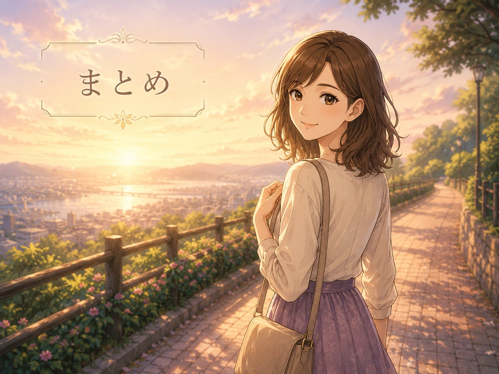 早川かなえがセフレ相手との関係を見つめ直し、自分らしい選択へ前向きに進む様子を表現したアニメ風イラスト