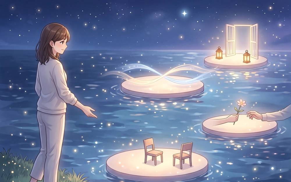 友達から恋人へ進む四つの段階と、告白のタイミングを案内する早川かなえのイラスト