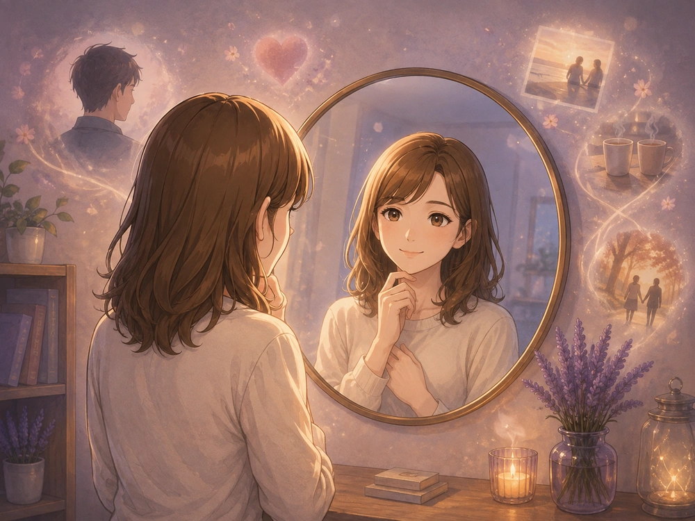 元彼を忘れられないとき自分を主語にして電話占いで気持ちを整理する早川かなえのイラスト