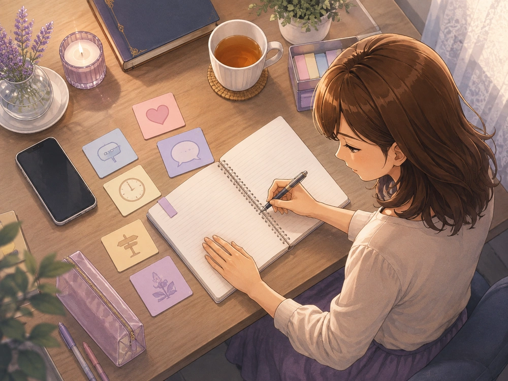 既婚者との恋を電話占いで相談する前に本気度や離婚の可能性についての質問を整理する早川かなえ