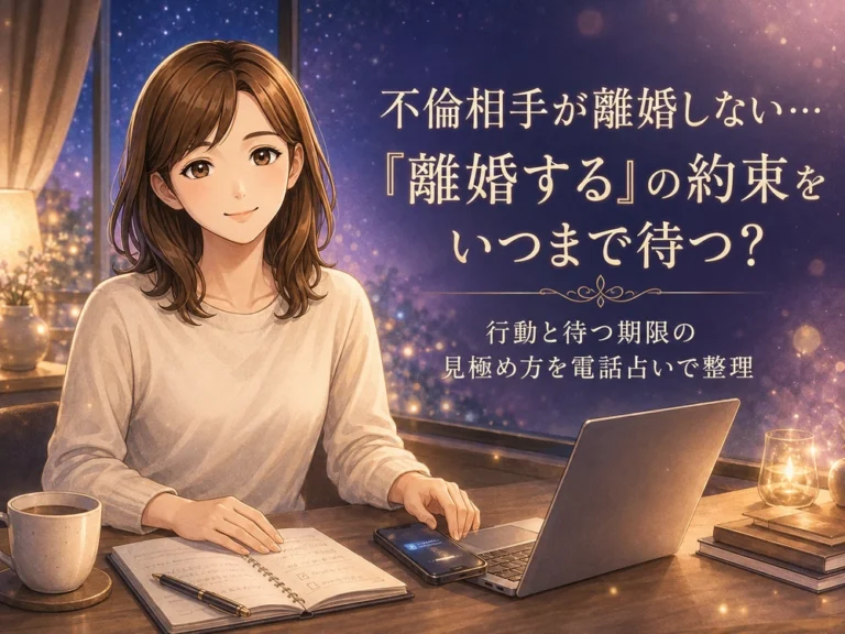 不倫相手の離婚を待つ期限と今後の行動を整理する読者に早川かなえが寄り添うイメージ