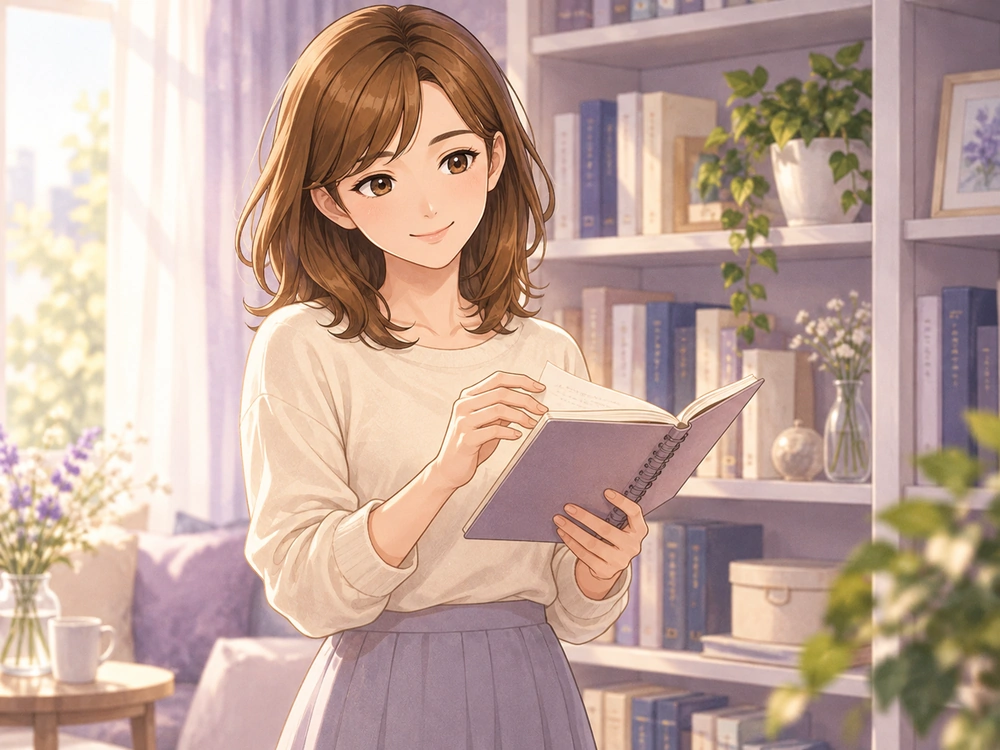 ノートを開き、修復か離婚かを考えるための判断材料を確認する早川かなえ。