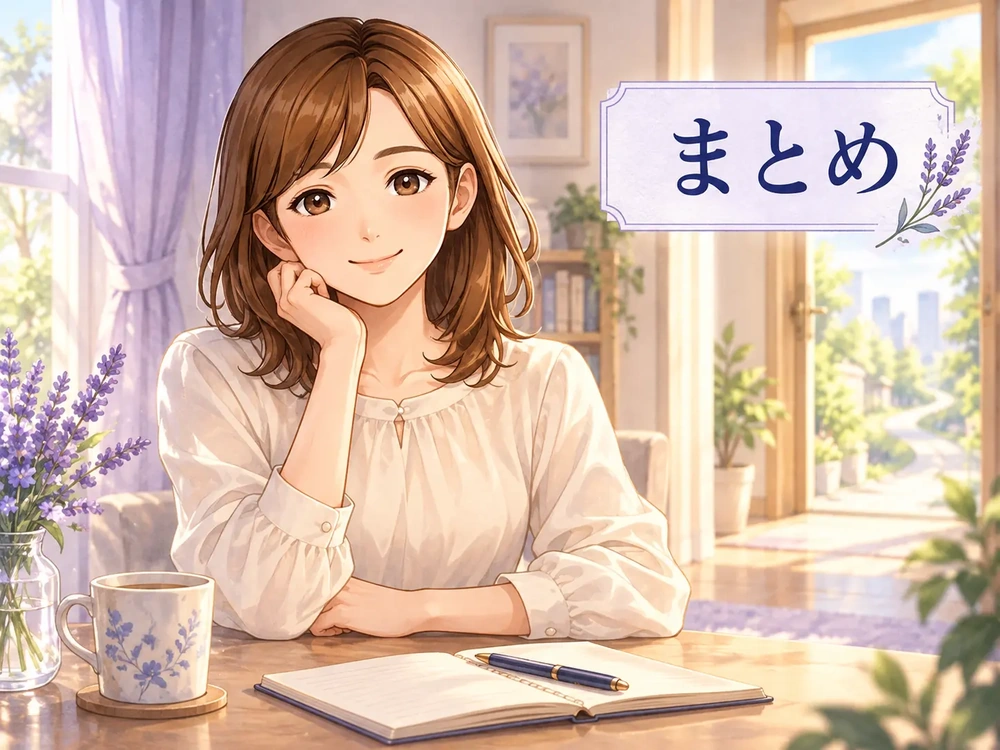 早川かなえが自分の強みと生活条件を大切にした仕事選びへ穏やかに寄り添うまとめのイラスト