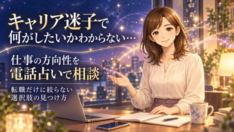 キャリア迷子で仕事の方向性に悩む女性へ、早川かなえが電話占いで転職以外の選択肢も整理するイメージ
