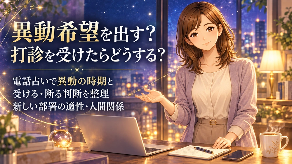 異動の時期や受ける・断る判断、新しい部署への適性を早川かなえと整理するイメージ