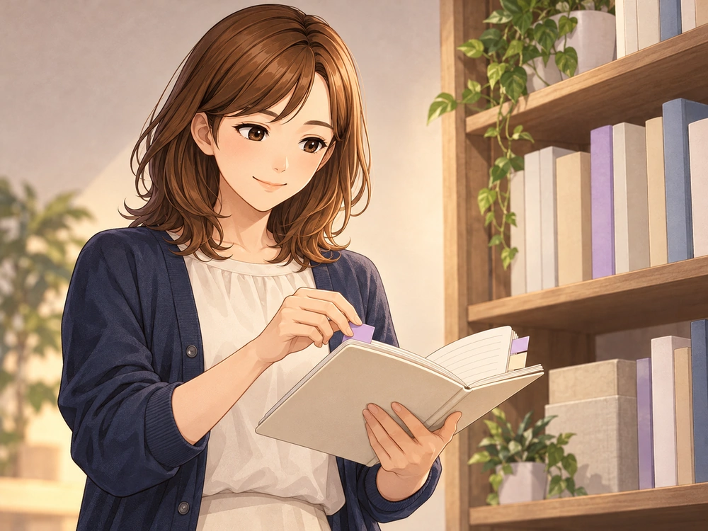 相談したいことをノートに整理し、働き方を見直す小さな行動の準備をする早川かなえ。