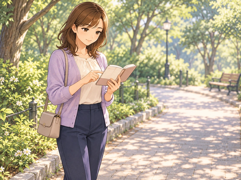 手帳を確認しながら、独立を再判断する条件と次の進み方を落ち着いて整理する早川かなえ